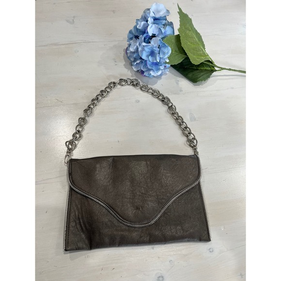 Sondra Roberts Zipper Trim Chain‎ Strap Clutch Bag Evening Party Purse - Picture 1 of 10